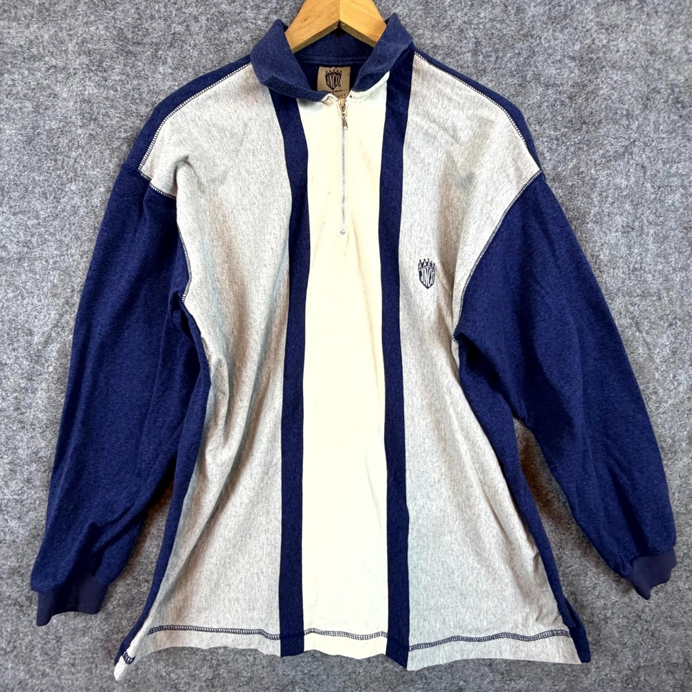 Vintage Jnco Sweatshirt M Gray Blue Y2K Crown 1/4 Zip‎ Track Grunge Streetwear